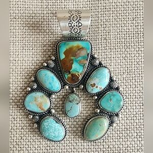 Navajo Made Royston Turquoise Naja Pendant